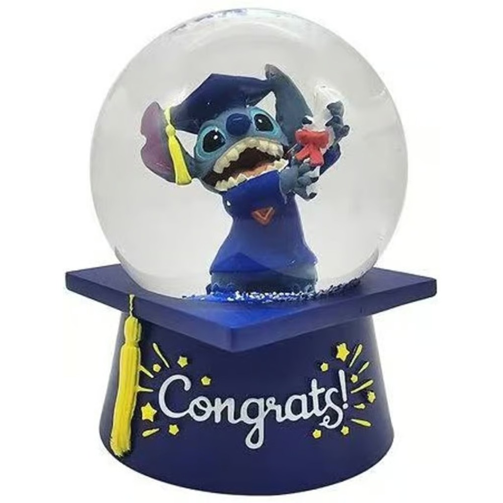 Disney Stitch Graduation Musical Waterglobe "Congrats" Snowglobe For Grads